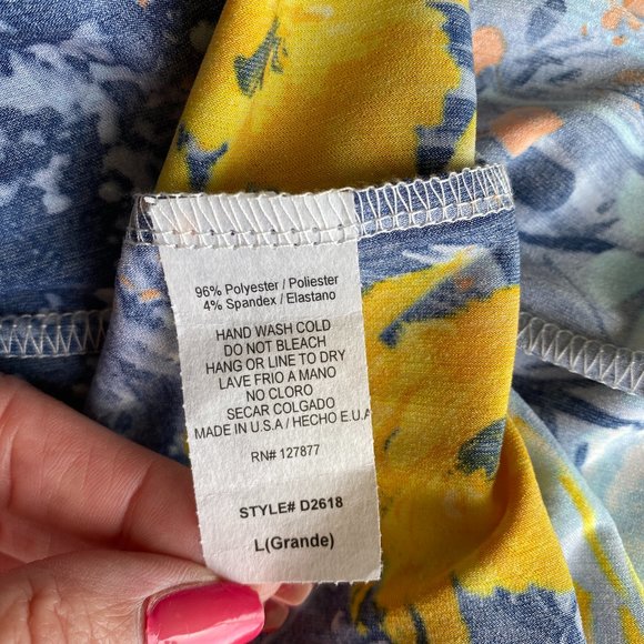 NWT Polly & Stretch Light & Dark Blue Wrap Dress L - Picture 2 of 7